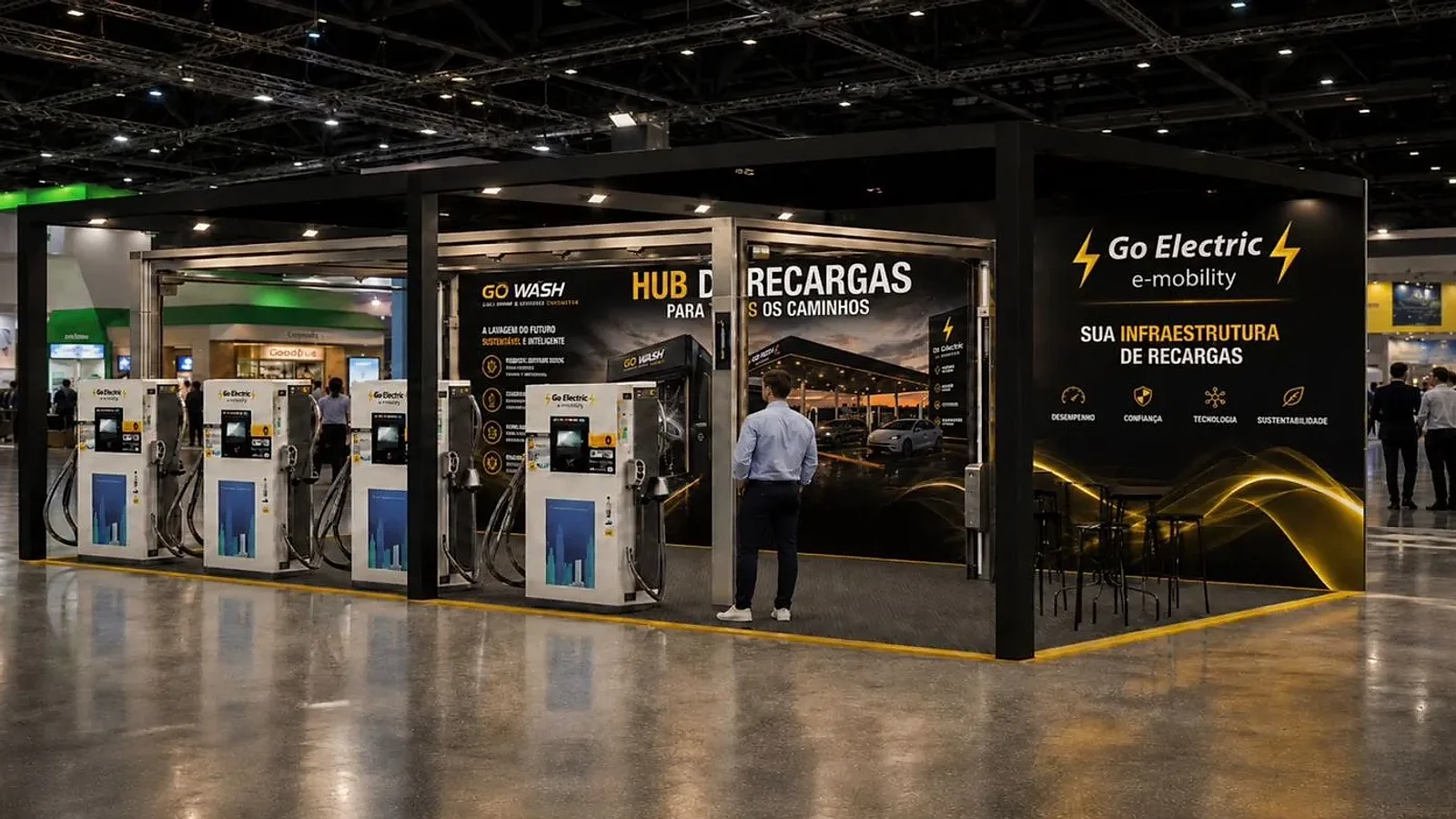 Expopostos 2026: Go Electric leva eletroposto completo e lavagem a jato sem escovas